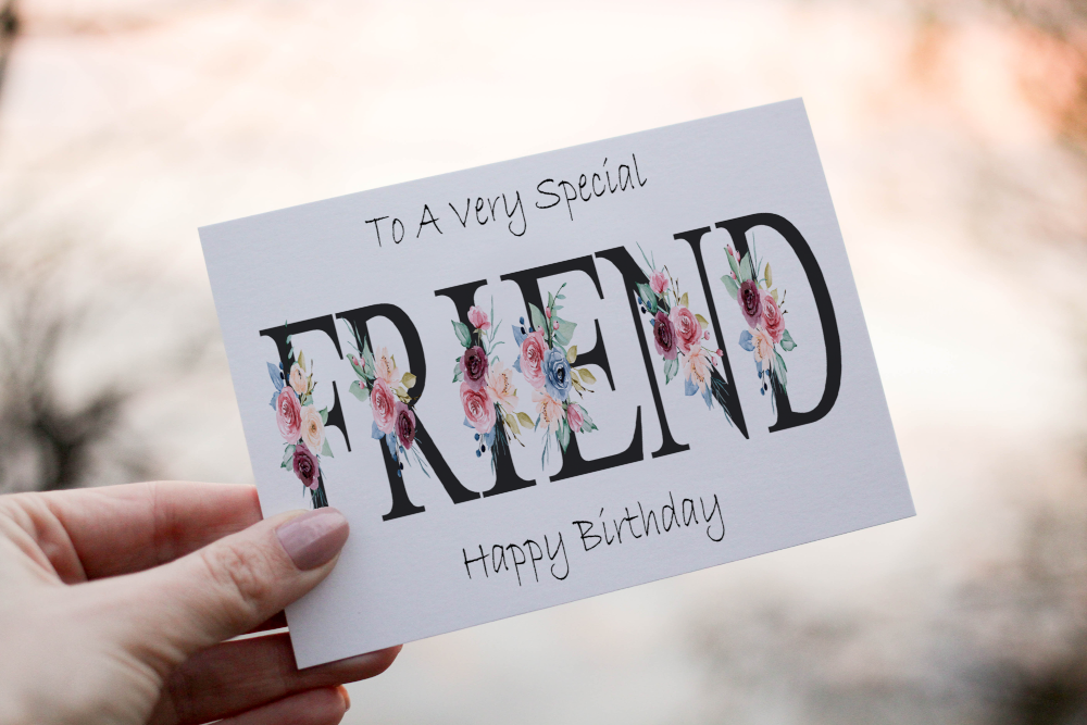 Special Friend Birthday Card, Flower Letter Art Card